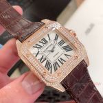 Cartier Santos 100 XL Rose Gold White Roman Watch - Cartier Santos Diamond Watch